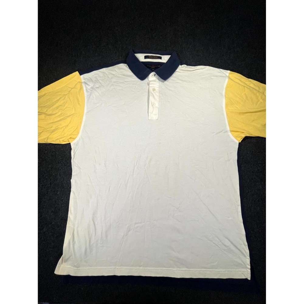 Vintage Tommy Hilfiger Golf Polo Shirt Mens XL White‎ Gray Colorblock Side Slit